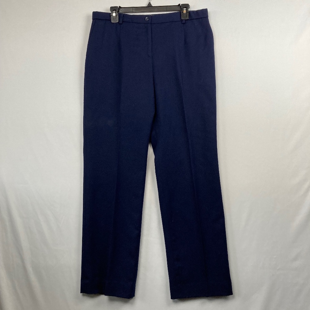 Pendleton Straight Leg Dress Pants Women 14 Blue 100% Virgin Wool Quite Luxury